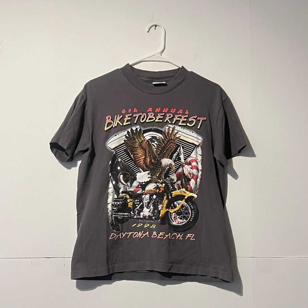 Vintage 90s Kingstree Classic Mens T-Shirt Size M Biketoberfest Daytona Beach Fl